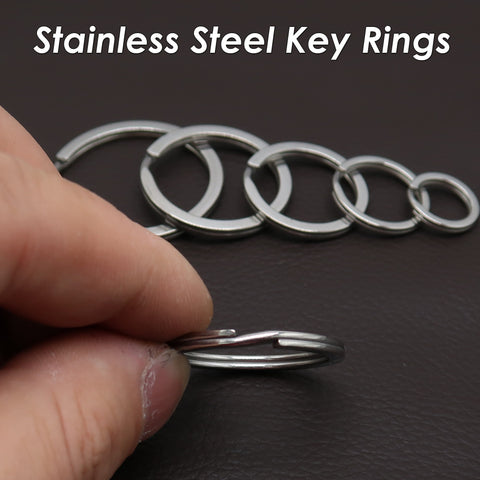 Stainless Steel Key Ring 15/20/25/30/35mm, Muscly Round Keyring Bulk Wholesale, Silver Tone Flat Split Rings for Key Chain Making