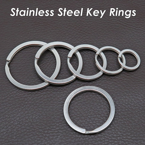 Stainless Steel Key Chain Rings, Silver Gold Keyring Clip, Flat Split Key Ring
