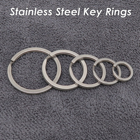 Stainless Steel Key Ring 15/20/25/30/35mm, Muscly Round Keyring Bulk Wholesale, Silver Tone Flat Split Rings for Key Chain Making