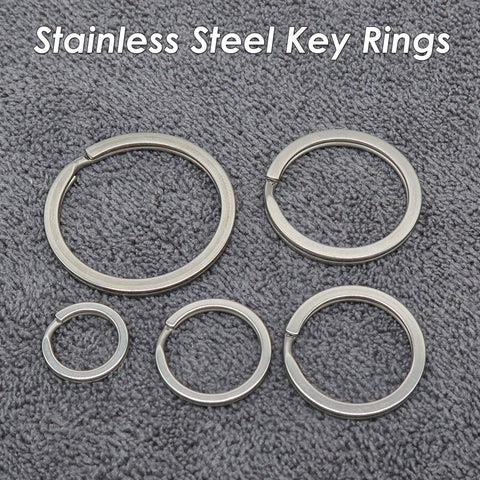 Stainless Steel Key Ring 15/20/25/30/35mm, Muscly Round Keyring Bulk Wholesale, Silver Tone Flat Split Rings for Key Chain Making