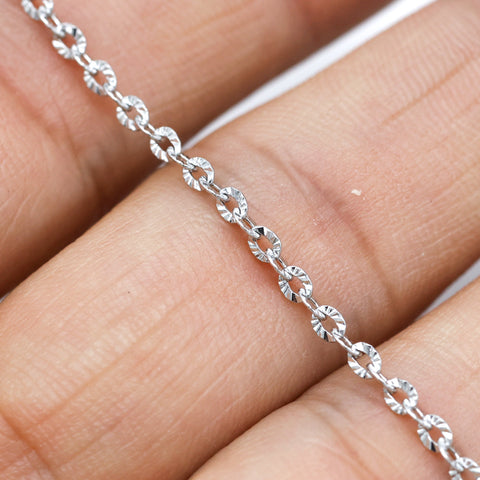 Diamond Cut Sparkle Chain by the Foot Inch Length, Stainless Steel Chain, Cable Chain Bulk Wholesale Silver Gold Chain for Jewelry Making