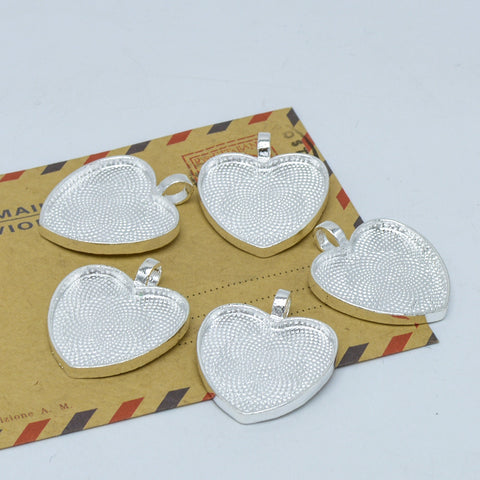 Heart Bezel Pendant Blank, 25mm Heart Pendant Tray Silver Gold Bronze Black, Heart Cabochon Setting, Personalized Jewelry Making