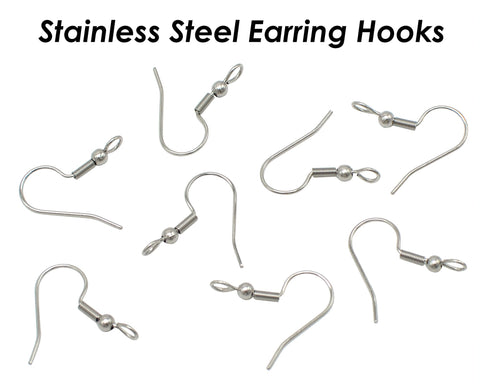 50 x Stainless Steel Earring Hooks Gold Silver, Earring Findings with Vertical Loop, Hypoallergenic Earring Wires - Perpendicular Loop