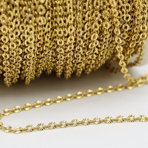 Diamond Cut Sparkle Chain by the Foot Inch Length, Stainless Steel Chain, Cable Chain Bulk Wholesale Silver Gold Chain for Jewelry Making