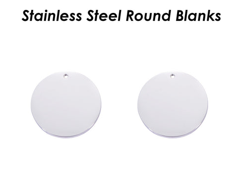 Stainless Steel Blank Disc with Hole, Disc Blank for Engraved or Stamped Necklace, Round Tags for Stamping Logo or Custom Jewelry Making