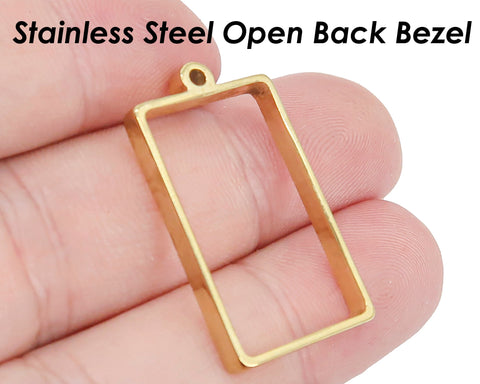 Open Back Bezel Pendant Stainless Steel Geometric Pendant, Oval Pendant Bezel Setting for Resin Polymer Enamel Pendant Jewelry Making