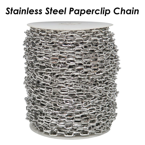 10 Feet - Stainless Steel Chain Bulk Paper Clip Chain Gold Silver PaperClip Necklace Chain for Necklace Bracelet Men Women Jewelry Making