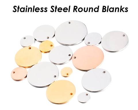 Stainless Steel Blank Disc with Hole, Disc Blank for Engraved or Stamped Necklace, Round Tags for Stamping Logo or Custom Jewelry Making