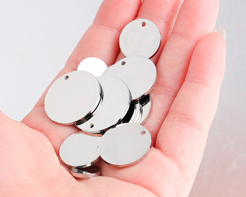 Stainless Steel Blank Disc with Hole, Disc Blank for Engraved or Stamped Necklace, Round Tags for Stamping Logo or Custom Jewelry Making