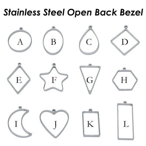 Open Back Bezel Pendant Setting Stainless Steel, Star Pendant Tray for Resin Polymer Enamel Pressed Flower DIY Pendant Jewelry Making