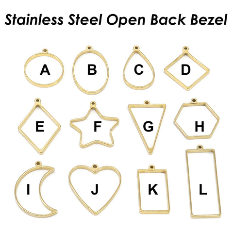 Open Back Bezel Pendant Setting Stainless Steel, Star Pendant Tray for Resin Polymer Enamel Pressed Flower DIY Pendant Jewelry Making