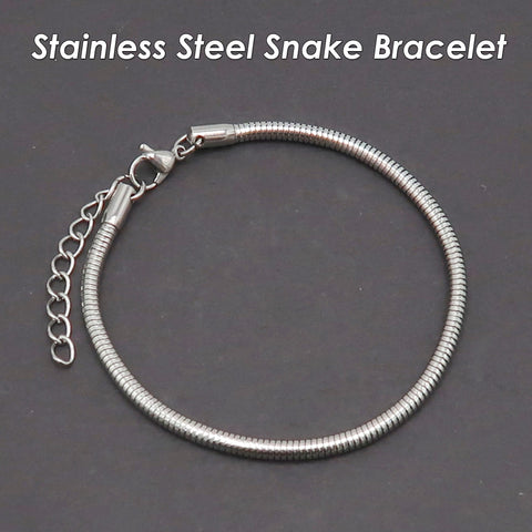 Snake Chain Gold Silver Stainless Steel Bracelet,Snake Chain Bracelet for Women Men, Tarnish Free Snake Bracelet Stackable