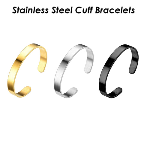 Cuff Bracelet Blank, Stainless Steel Bracelet Gold Silver Black, Personalized Bracelet Cuff Blanks for Engraved / Stamped Bracelet Making