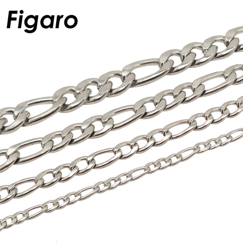 10 Feet x Figaro Chain Bulk Wholesale, Stainless Steel Figaro Chain Gold Silver, Bulk Figaro Chain for Necklace or Bracelet Making