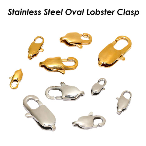 Stainless Steel Lobster Claps Gold Silver, Oval Lobster Claw Clasp, Rectangle Lobster Clasps, Necklace Connectors, Jewelry Findings Supplies