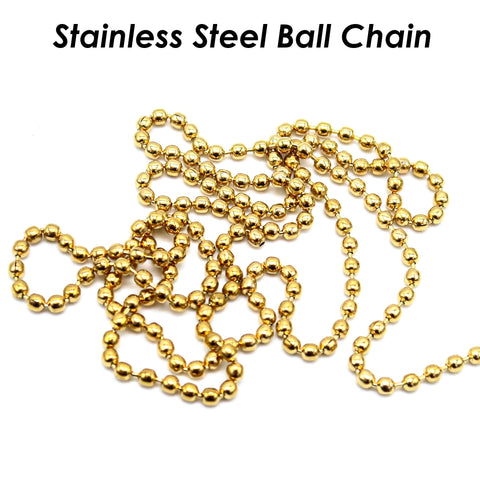 Stainless Steel Ball Chain Gold, Tarnish Free Gold Ball Chain Bulk for Jewelry Making, 1.5mm 2.0mm 2.4mm Bead Chain for Necklace Making