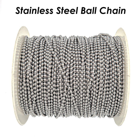 Stainless Steel Ball Chain Gold, Tarnish Free Gold Ball Chain Bulk for Jewelry Making, 1.5mm 2.0mm 2.4mm Bead Chain for Necklace Making