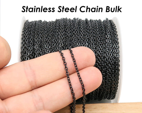 Stainless Steel Chain for Jewelry Making, Wholesale Bulk Chain by Foot Meter Length, Silver Gold Chain for Women Necklace Bracelet Making