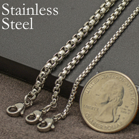 10 x Stainless Steel Box Chain Black Gold Silver, Stainless Steel Necklace for Men Women, Black Silver Gold Box Chain for Jewelry Making