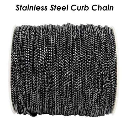 30 Feet Bulk Curb Chain 1.5mm 2mm 3mm Stainless Steel Link Chain Gold Silver by Length Yard Meter for Jewelry making