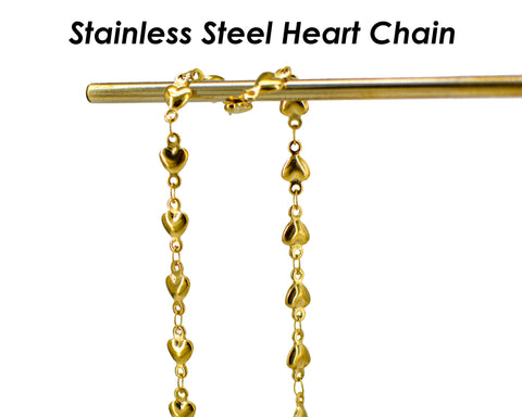 Stainless Steel Chain Gold, Heart Link Chain, Specility Chain