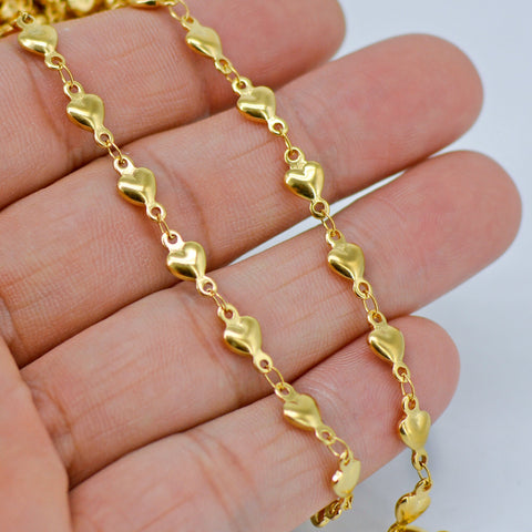 Stainless Steel Chain Bulk for Necklace or Bracelet, Handmade Heart Link Chain Gold Silver, Specility Chain Bulk Chain for Jewelry Making