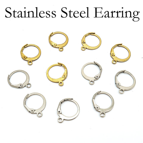 50 x Stainless Steel Earring Hooks Gold Silver Leverback Earrings, Lever Back Earring Hoops, Hypoallergenic Earring Wires for Jewelry Making