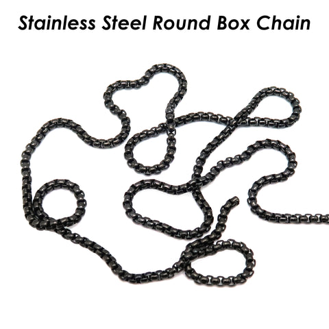 10 Feet Round Box Chain Bulk Wholesale for Men Women Necklace Bracelet, Stainless Steel Chain Gold Silver Black Box Chain for Jewelry Making