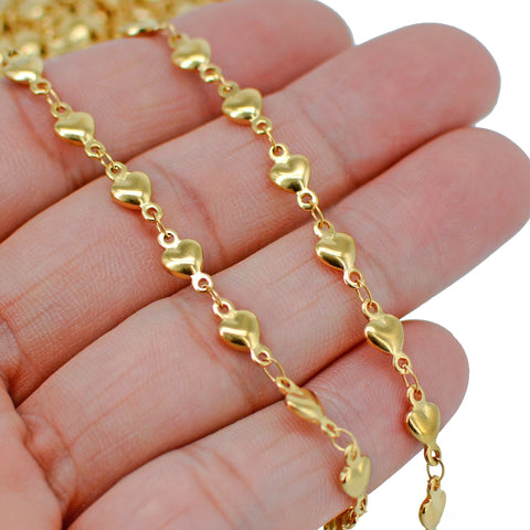 Stainless Steel Chain Bulk for Necklace or Bracelet, Handmade Heart Link Chain Gold Silver, Specility Chain Bulk Chain for Jewelry Making