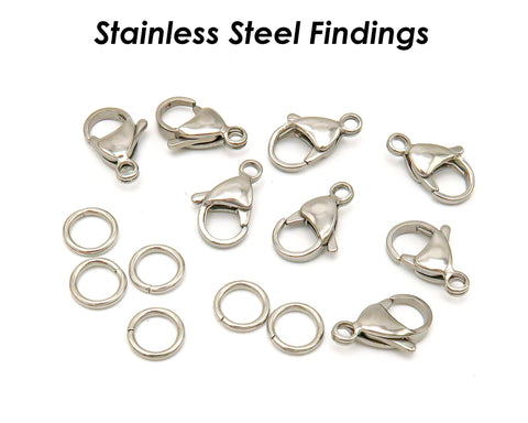 Stainless Steel Lobster Clasp Gold Silver Black, Stainless Steel Jump Rings Wholesale, Tarnish Free Clasp Jumpring Jewelry Findings Supplies