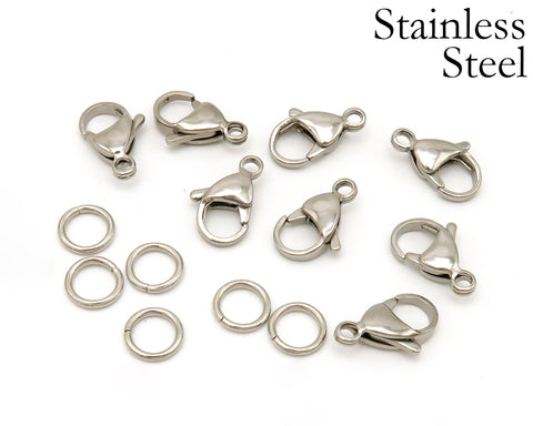 Stainless Steel Jump Rings Gold Silver, Wholesale Lobster Clasp Stainless Steel, Tarnish Free Jewelry Findings Supplies for Jewelry Making