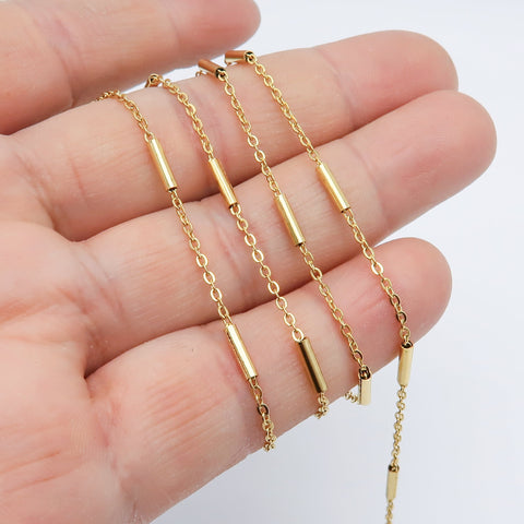 Tube Chain Gold Silver Stainless Steel Chain Bulk Satellite Chain, Beaded Cable Link Chain for Necklace Bracelet Permanent Jewelry Making