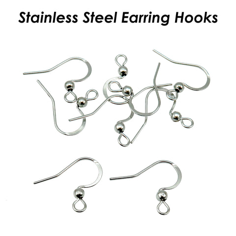 Stainless Steel Earrings Hooks Gold Silver, Wholesale Earring Findings, Surgical Steel Earwires, Hypoallergenic Earring Wires Hooks