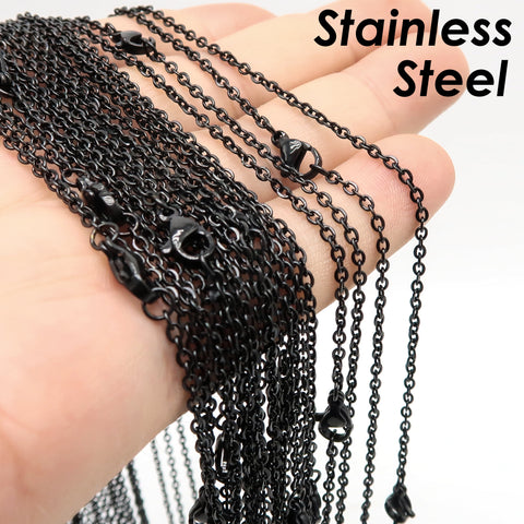 Stainless Steel Necklace Chain Black, Wholesale Black Chain Necklaces for Women Men, Tarnish Free Black Necklace for Jewelry Making