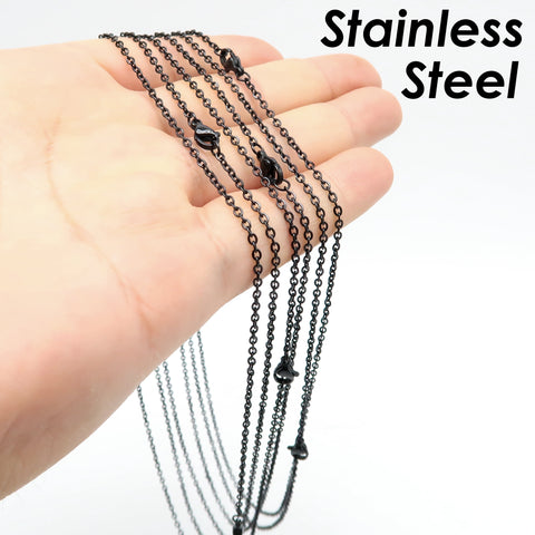 Stainless Steel Necklace Chain Black, Wholesale Black Chain Necklaces for Women Men, Tarnish Free Black Necklace for Jewelry Making