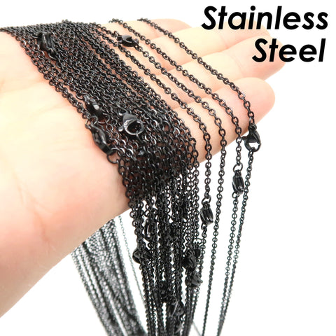 Stainless Steel Necklace Chain Black, Wholesale Black Chain Necklaces for Women Men, Tarnish Free Black Necklace for Jewelry Making