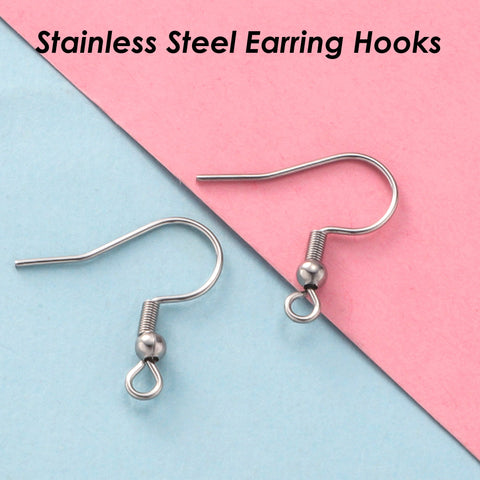 100 x Stainless Steel Earrings Hooks Gold Silver, Wholesale Earring Findings Ear Wires, Hypoallergenic Earring Wires Surgical Steel Earrings