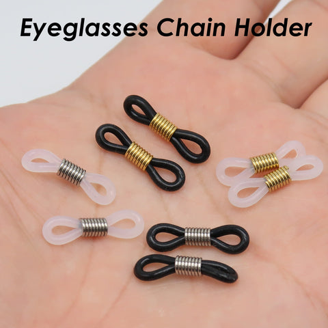 Rubber Glasses Rope Connectors Stainless Steel, Eyeglass Chain Holders, White Black Rubber Connector, Tarnish Free Spectacle Chain Holder