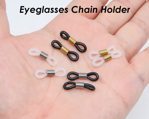 Rubber Glasses Rope Connectors Stainless Steel, Eyeglass Chain Holders, White Black Rubber Connector, Tarnish Free Spectacle Chain Holder