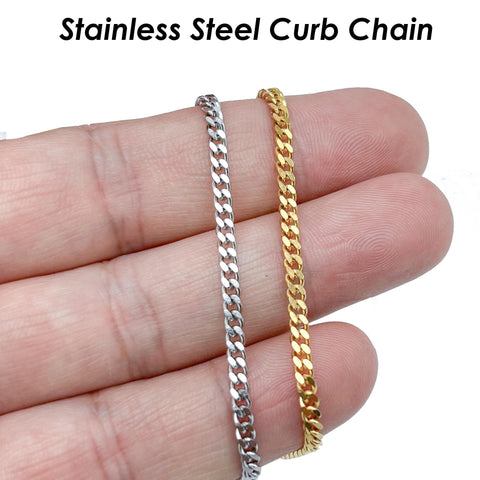 Stainless Steel Necklaces for Women, Dainty Curb Chain Choker Necklace, 1.5mm Delicate Cuban Link Necklace Chain