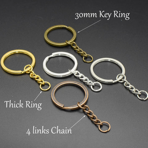 Keychain Supplies, KeyChain Keyring with Chain jump rings, Bronze Copper Silver Gold Key Chain Supplies, Split Key Ring for Jewelry Making