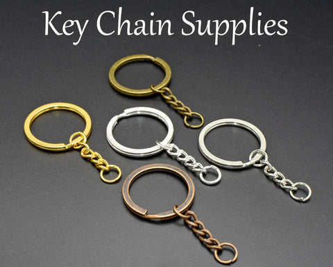 Keychain Supplies, KeyChain Keyring with Chain jump rings, Bronze Copper Silver Gold Key Chain Supplies, Split Key Ring for Jewelry Making