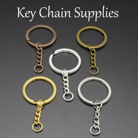 Keychain Supplies, KeyChain Keyring with Chain jump rings, Bronze Copper Silver Gold Key Chain Supplies, Split Key Ring for Jewelry Making