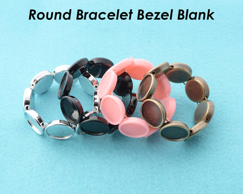 25mm Bracelet Blanks, Charm Bracelet Setting, Adjustable Square Bracelet Base Elastic Bracelet Bezel Blanks, Custom Bracelet Supplies