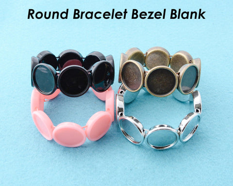 25mm Bracelet Blanks, Charm Bracelet Setting, Adjustable Square Bracelet Base Elastic Bracelet Bezel Blanks, Custom Bracelet Supplies