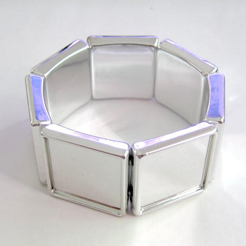 25mm Bracelet Blanks, Charm Bracelet Setting, Adjustable Square Bracelet Base Elastic Bracelet Bezel Blanks, Custom Bracelet Supplies