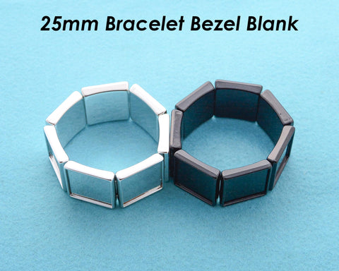 25mm Bracelet Blanks, Charm Bracelet Setting, Adjustable Square Bracelet Base Elastic Bracelet Bezel Blanks, Custom Bracelet Supplies