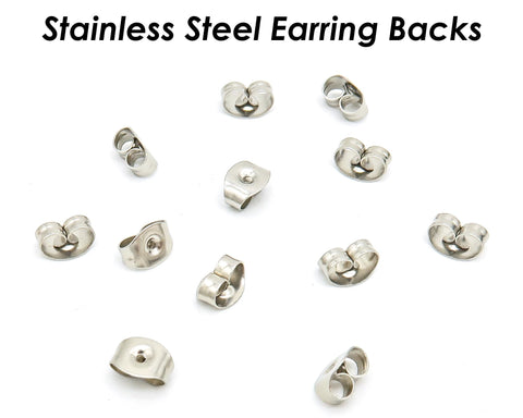 50 x Stainless Steel Earring Backs Gold Silver, Earring Nuts, Earring Stoppers, Wholesale Earring Findings for Jewelry Making