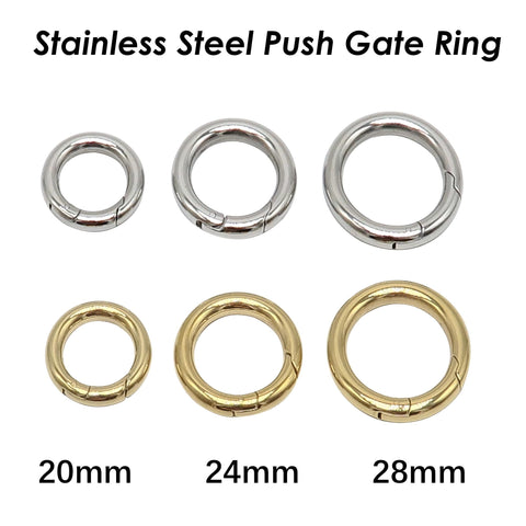 Stainless Steel Carabiner Clasp, Round Carabiner Lock Connector, Gate Ring, Push Gate Ring Gold Silver, Charm Holder Connector