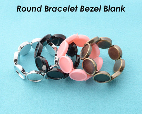 20mm Round Bracelt Blanks, Bezel Bracelet Blank, Bracelet Setting, Adjustable Bracelet Tray Silver Bronze Pink Black, Custom Bracelet Making